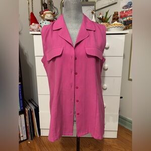 Pink Sleeveless Button-Up Women's Top